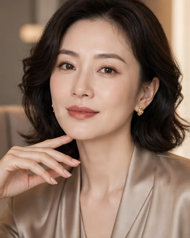 大人肌のツヤメイクのメイク参考画像