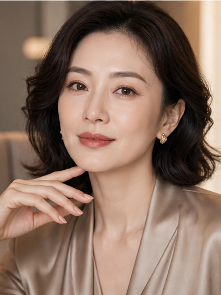 大人肌のツヤメイクのメイク参考画像